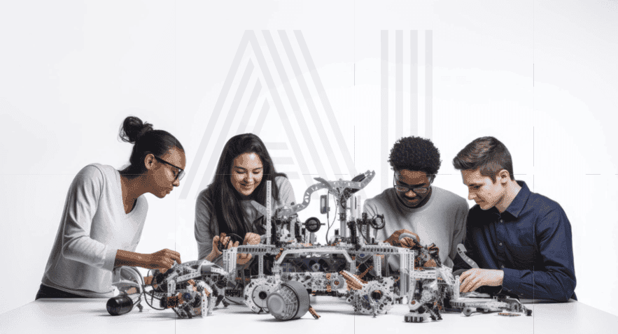 AI development team at work
